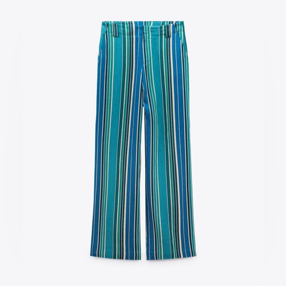 Zara striped linen blend pants